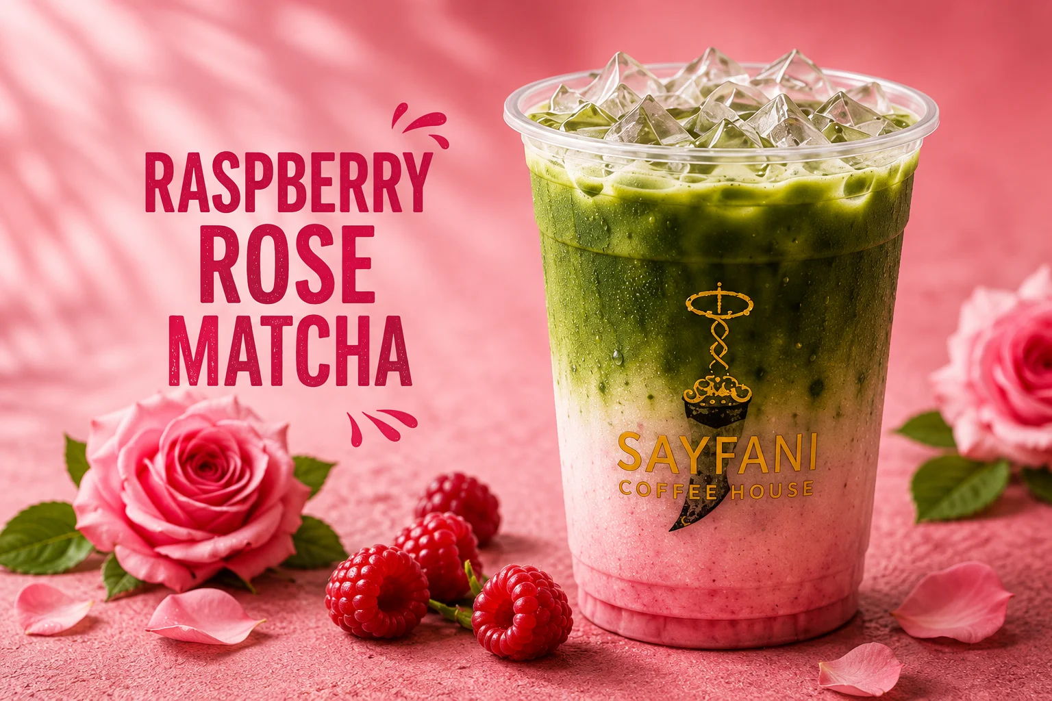 Raspberry Rose Matcha at Sayfani Coffee House Coppell