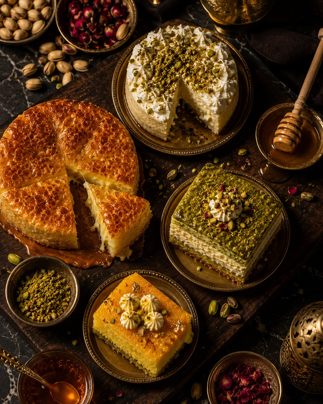 Display of Middle Eastern pastries at Sayfani Coffee House
